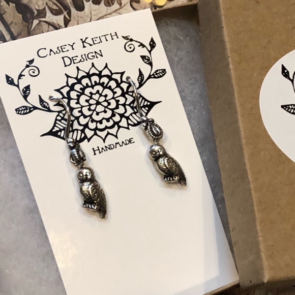 Silver Owl Earrings - Picture 5 of 8